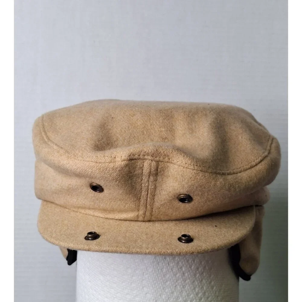 Broner Newsboy Cabbie Hat Mens Medium Wool Blend Earlaps Cap - Picture 2 of 10